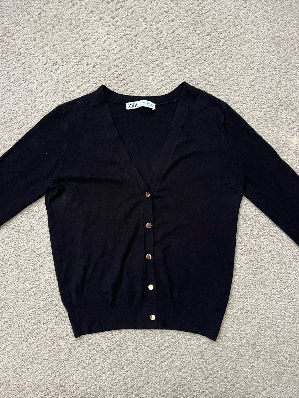 Zara Black V-Neck Button-Up Cardigan
